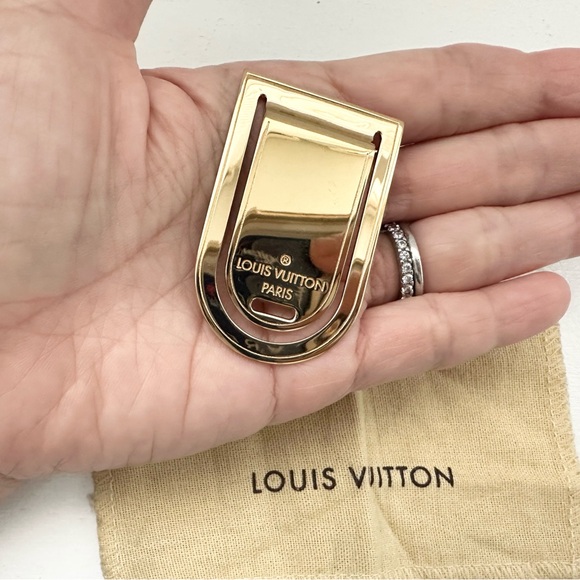 Authentic LOUIS VUITTON Pans Abie Porto Address Gold Tone Metal Money Clip - Picture 1 of 8